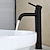 billiga Klassisk-tvättställsblandare för badrum, enkelhandtag mattsvart centerset badkranar, badrumsblandare i rostfritt stål justerbar till kallt och varmt vatten