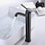 olcso Klasszikus-fürdőszobai mosogató csaptelep, egy fogantyús, matt fekete középső fürdőcsapok, rozsdamentes acél, hideg és meleg vízre állítható fürdőszobai csaptelep