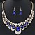 cheap Jewelry Sets-Women&#039;s Sapphire Crystal Drop Earrings Statement Necklace Pear Cut Hollow Drop Ladies Luxury Sweet Fashion Elegant Rhinestone Earrings Jewelry Red / Blue / Champagne For Wedding Evening Party