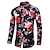 cheap Men&#039;s Printed Shirts-Men&#039;s Shirt Floral Plus Size Collar Street Daily Print Long Sleeve Tops Designer Basic Casual Vintage Black Blue Red / Wash with similar colours / Comfortable / Holiday / Going out