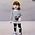 preiswerte Sets-Mädchen 3D Gestreift Kleidungsset Langarm Frühling Herbst Zeichentrick Streifen Baumwolle Baby 3-6 Y Täglich