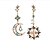 cheap Earrings-Women&#039;s Crystal Drop Earrings Mismatched Chandelier Moon Ladies Cubic Zirconia Earrings Jewelry Blue For