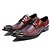 cheap Men&#039;s Oxfords-Men&#039;s Novelty Shoes Nappa Leather Fall Oxfords Striped Wine / Wedding / Party &amp; Evening / Party &amp; Evening