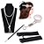 preiswerte Historische &amp; Vintage-Kostüme-The Great Gatsby Charleston Brüllen 20s 20er Roaring Twenties Kostümzubehör-Sets Flapper Haarband Damen mit Schnürung Kostüm Kopfbedeckung Vintage Armbänder Perlenkette Golden + schwarz / Schwarz