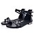 abordables Sandales femme-Femme Chaussures de confort Cuir Nappa Printemps Sandales Talon Plat Dorée / Blanc / Noir