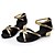 cheap Latin Shoes-Women&#039;s Latin Shoes Sandal Heel Thick Heel Satin Patent Leather Splicing Black / Performance / Practice