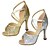 cheap Latin Shoes-Women&#039;s Dance Shoes Latin Shoes Sandal Heel Flared Heel Customizable Gold / Silver / Performance / Satin / Practice