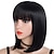 cheap Black &amp; African Wigs-Black Wigs for Women Synthetic Wig Straight Kardashian Bob Wig Medium Length Natural Black #1B Synthetic Hair 12 Inch Women African American Wig with Bangs