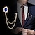 cheap Pins and Brooches-Men&#039;s Cubic Zirconia Brooches Stylish Link / Chain Creative Statement Fashion British Brooch Jewelry Royal Blue Black For Party Daily