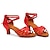 cheap Latin Shoes-Women&#039;s Latin Shoes Satin Sandal / Heel Buckle Cuban Heel Customizable Dance Shoes Red / Performance