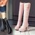 cheap Women&#039;s Boots-Women&#039;s Boots Party Heels Chunky Heel Round Toe Sparkling Glitter PU Knee High Boots Fashion Boots Fall &amp; Winter Black / White / Pink