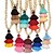 voordelige Ketting-Women&#039;s Pendant Necklace Necklace Tassel Fringe Long Pom Pom Spike Ladies Tassel Ethnic Boho Wooden Wood Cotton Wine Black Purple Red Light Green 90 cm Necklace Jewelry 1pc For Daily Holiday