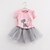 Недорогие Комплекты-Дети Девочки Набор одежды С короткими рукавами Розовый Белый Однотонный Геометрический принт Хлопок Активный