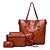 cheap Bag Sets-Women&#039;s Bags PU Leather Bag Set 4 Pieces Purse Set Zipper Daily Bag Sets Handbags Black Red Dark Gray Brown