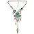 cheap Necklaces-Women&#039;s Turquoise Statement Necklace Vintage Necklace Vintage Style Long Leaf Creative Ladies Vintage Renaissance Stone Alloy Gold Silver 44+7 cm Necklace Jewelry 1pc / pack For Evening Party Formal
