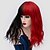abordables Pelucas para disfraz-peluca gótica disfraz de cosplay peluca peluca sintética peluca rizada parte media peluca larga negro / rojo pelo sintético 18 pulgadas diseño de moda para mujer cosplay rojo negro