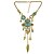 cheap Necklaces-Women&#039;s Turquoise Statement Necklace Vintage Necklace Vintage Style Long Leaf Creative Ladies Vintage Renaissance Stone Alloy Gold Silver 44+7 cm Necklace Jewelry 1pc / pack For Evening Party Formal