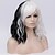 cheap Synthetic Trendy Wigs-Curly Kardashian Middle Part Wig Short Black / White Synthetic Hair 16 inch Women&#039;s Fashionable Design Black White