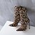 preiswerte Damenstiefel-Damen Stiefel Fashion Boots Stöckelabsatz Spitze Zehe Tierdruck Elastisches Gewebe Mittelhohe Stiefel Retro Frühling / Herbst Winter Leopard / Hochzeit / Party &amp; Festivität