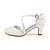 cheap Wedding Shoes-Women&#039;s Pumps Satin Summer / Fall Wedding Shoes Chunky Heel Round Toe Buckle Ivory / Party &amp; Evening