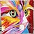 رخيصةأون رسومات حيوانات-لوحة زيتية مرسومة يدويًا فن جداري تجريدي على شكل قطة ملونة ديكور منزلي للحيوانات إطار ممتد جاهز للتعليق