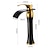 cheap Classical-Bathroom Sink Faucet,Vintage Waterfall Oil-rubbed Gold/Black Centerset Single Handle One Hole Bath Taps with Hot and Cold Water