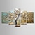 זול ציורים אבסטרקטיים-ציור שמן צבוע ביד פרחונית / בוטנית מודרנית נמתח / חמישה לוחות עם מסגרת מתוחה