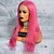 cheap Human Hair Wigs-Virgin Human Hair Full Lace Wig Deep Parting With Ponytail Kardashian style Brazilian Hair Silky Straight Pink colorful Wig 150% Density 12-24 inch with Baby Hair Smooth Best Quality Hot Sale Thick