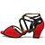 baratos Sapatos de Dança Latina-Women&#039;s Dance Shoes Latin Shoes Heel Splicing Thick Heel Black / Light Red / Performance / Practice