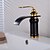cheap Bathroom Sink Faucets-Bathroom Sink Faucet - Waterfall Gold / Black Centerset Single Handle One HoleBath Taps