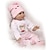 tanie Lalki niemowlaki-NPKCOLLECTION 22 in Lalki Reborn Zabawka dla dzieci i niemowląt Dziewczynki Reborn Baby Doll Noworodek Jak żywy Słodkie Interakcja rodziców i dzieci Ręcznie nakładane rzęsy z ubraniami i akcesoriami