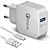 cheap Charger Kit-Portable Charger USB Charger EU Plug with Cable / QC 3.0 / Charger Kit 1 USB Port 2.4 A DC 12V-24V for