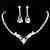 baratos Conjuntos de Jóias-Necklace 1 set White Crystal Rhinestone Alloy 1 Necklace Earrings Women&#039;s Fashion Tennis Chain Gypsophila Jewelry Set For Party Wedding
