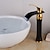 Недорогие классический-смеситель для раковины в ванной, винтажный водопад с масляной протиркой, золотой/черный центральный набор, одна ручка, одно отверстие, краны для ванны с горячей и холодной водой