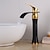 billiga Klassisk-tvättställsblandare, vintage vattenfall oljegnidat guld/svart centerset enkelhandtag ett håls badkranar med varmt och kallt vatten