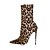 olcso Női csizmák-Női Csizmák Fashion Boots Tűsarok Erősített lábujj Állatos minta Elasztikus szövet Magas szárú csizmák Vintage Tavasz / Ősz &amp; tél Leopárd / Esküvő / Party és Estélyi