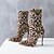 cheap Women&#039;s Boots-Women&#039;s Boots Fashion Boots Stiletto Heel Pointed Toe Animal Print Elastic Fabric Mid-Calf Boots Vintage Spring / Fall &amp; Winter Leopard / Wedding / Party &amp; Evening