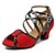 baratos Sapatos de Dança Latina-Women&#039;s Dance Shoes Latin Shoes Heel Splicing Thick Heel Black / Light Red / Performance / Practice