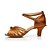 abordables Latin Shoes-Women&#039;s Dance Shoes Satin Latin Shoes Ribbon Tie Heel Cuban Heel Customizable Black / Gold / Brown / Leather