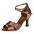 cheap Latin Shoes-Women&#039;s Dance Shoes Satin Latin Shoes Buckle Sandal Flared Heel Silver / Brown / Red / Performance / Leather / Practice