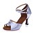 cheap Latin Shoes-Women&#039;s Satin Latin Shoes Buckle Sandal Flared Heel Silver / Brown / Red / Performance / Leather / Practice
