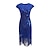 cheap Cosplay &amp; Costumes-The Great Gatsby Charleston Roaring 20s 1920s Prom Dress Cocktail Dress Vintage Dress Flapper Dress Cocktail Dress Ball Gown Halloween Costumes Women&#039;s Sequins Tassel Fringe Costume Blue Black