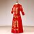 cheap Ethnic &amp; Cultural Costumes-Bride Vintage Chinese Red Cheongsam Outfits Chinese Style Cheongsam Qipao Women&#039;s Sequins Silk Costume Red+Golden Vintage Cosplay Engagement Party Bridal Shower Long Sleeve