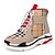 זול סניקרס לנשים-Women&#039;s Sneakers Plus Size Daily Color Block Wedge Heel Round Toe Casual Preppy Walking Satin Lace-up Black Beige