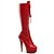 cheap Women&#039;s Boots-Women&#039;s Boots Knee High Boots Stiletto Heel Round Toe Classic Party &amp; Evening Buckle Solid Colored PU Knee High Boots Winter White / Black / Red