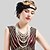 voordelige Historische &amp; vintage kostuums-The Great Gatsby Charleston Roaring 20s Vintage 1920s Jaren ‘20 flapper hoofdband Dames Kostuum Hoofddeksels Zwart Vintage Cosplay Feest Schoolfeest Mouwloos