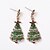 halpa Muotikorvakorut-Naisten Niittikorvakorut 3D Joulukuusi naiset Tyylikäs Taiteellinen Tekojalokivi korvakorut Korut Vihreä Käyttötarkoitus Joulu 1 Pair
