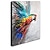 levne Zvířecí malby-olejomalba 100% ručně malovaná nástěnná malba na plátně barevné zvíře abstraktní papoušek pták bytové dekorace srolované plátno bez rámu nenatažené