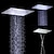 billige Luksusloftsbruser-500*360 krom/3-farve LED badeværelses vandhaner regnblander komplet med regnbruser i rustfrit stål loftmonteret farveændring efter vandtemperatur, vandkraft, intet batteri nødvendigt