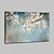 זול ציורי פרחים/צמחייה-ציור שמן צבוע-Hang מצויר ביד אופקי מופשט פרחוני / בוטני מודרני כלול מסגרת פנימית / בד מתוח